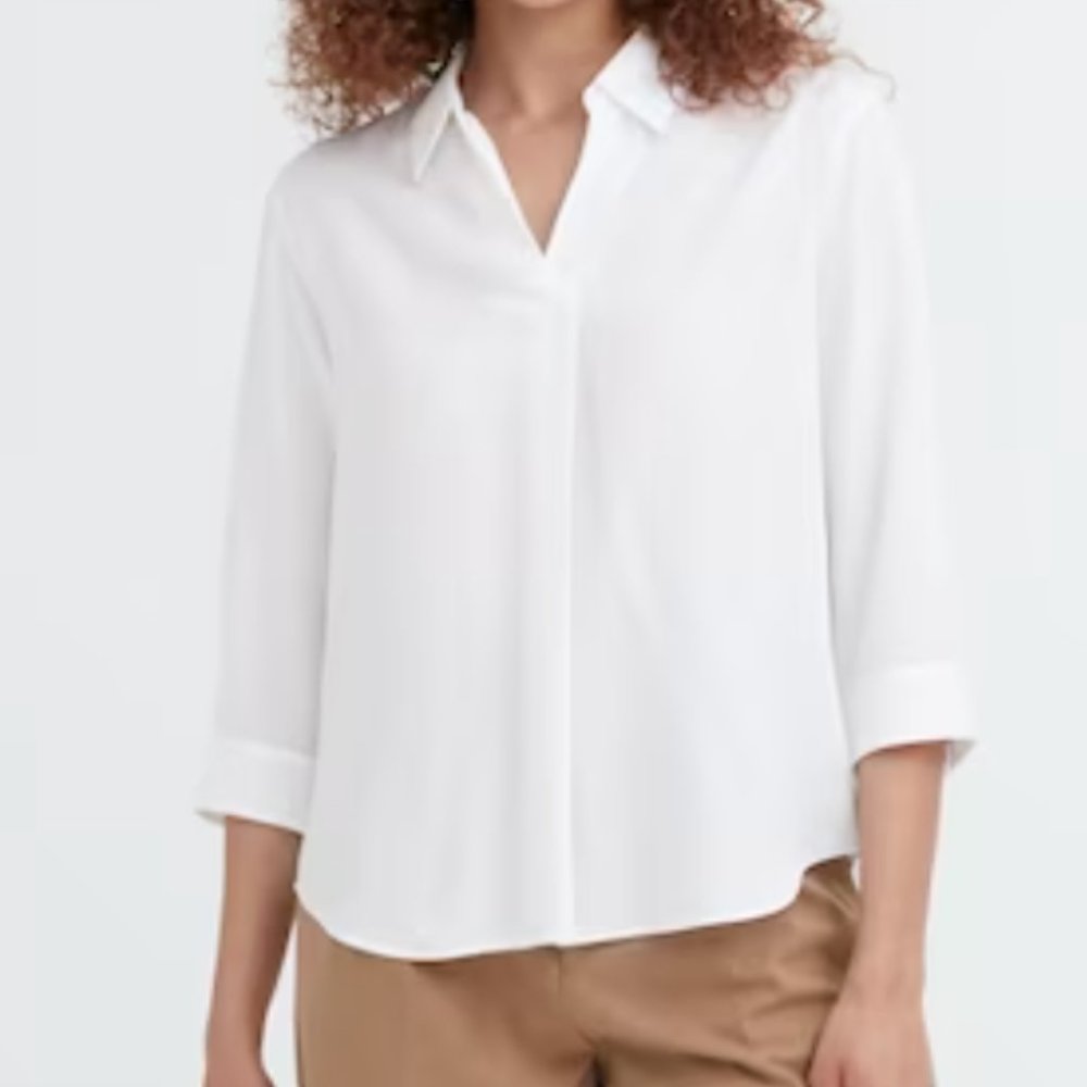 Uniqlo White 3/4 Sleeve Blouse